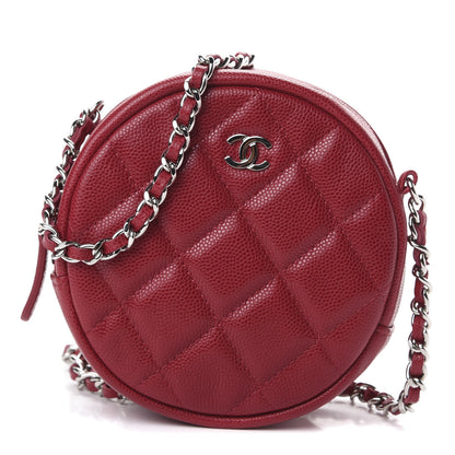 Chanel Caviar Quilted Round Clutch With Chain Dark Red 1 of 10