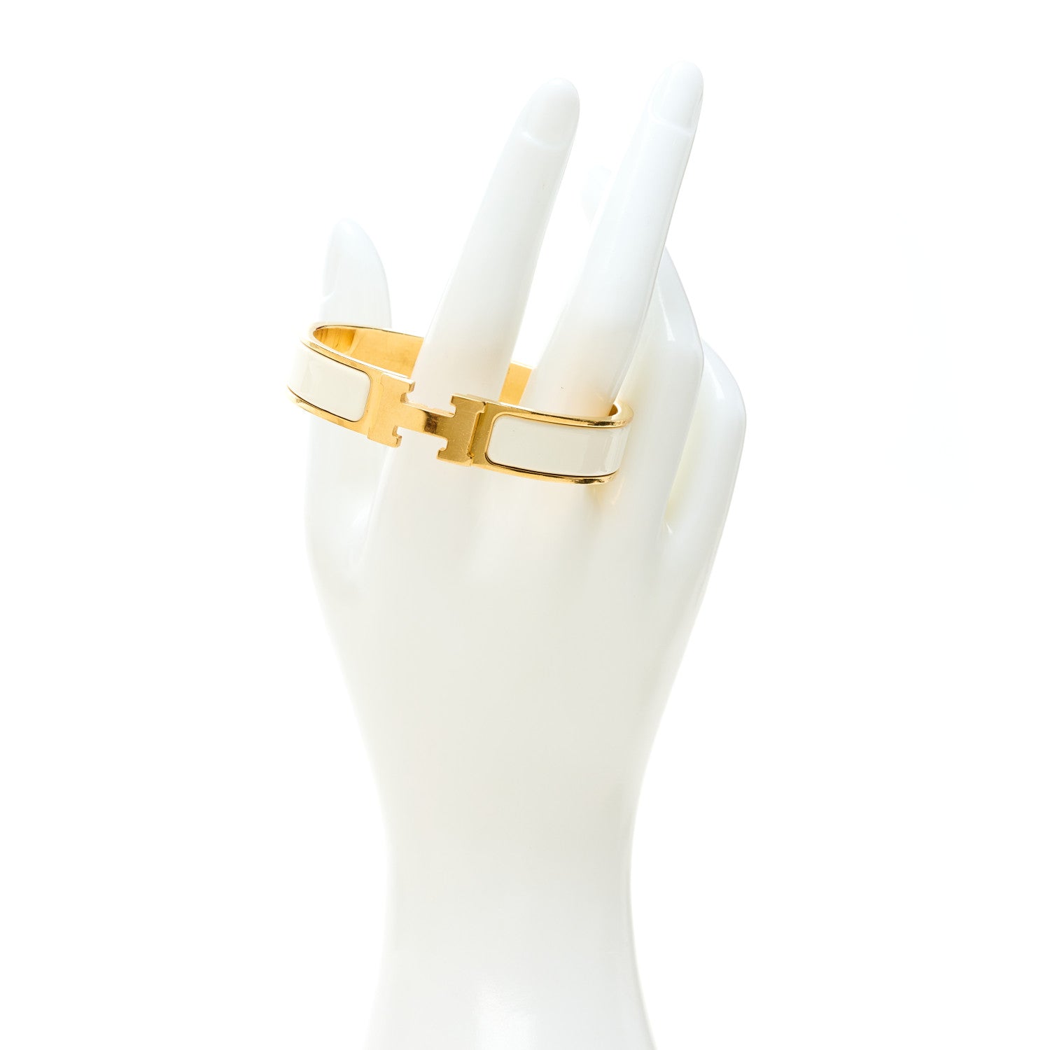 Hermes Enamel Narrow Clic Clac H Bracelet PM Craie 2 of 5