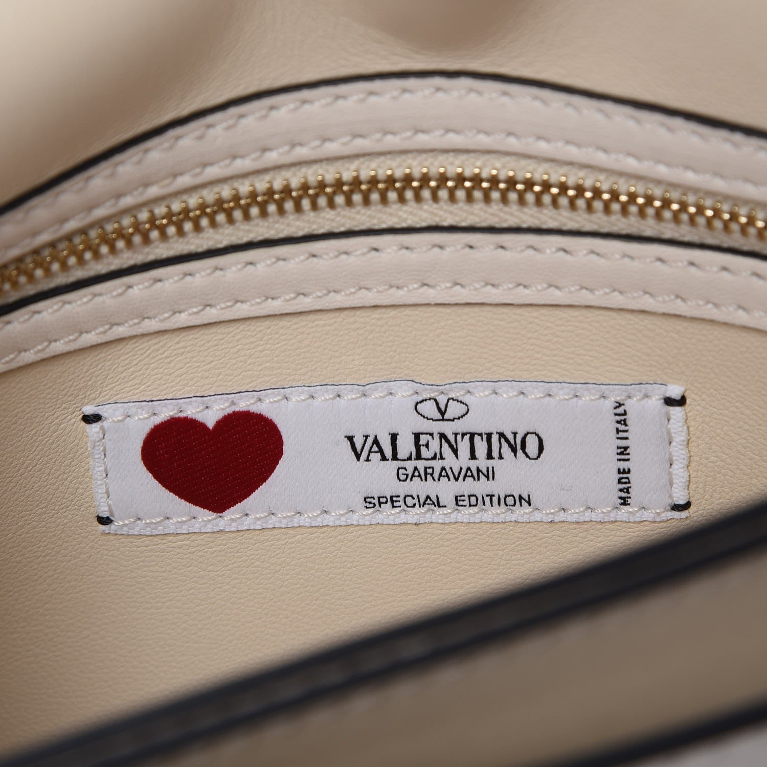 Valentino Garavani Nappa Painted Heart Rockstud Wristlet Clutch Ivory 6 of 9