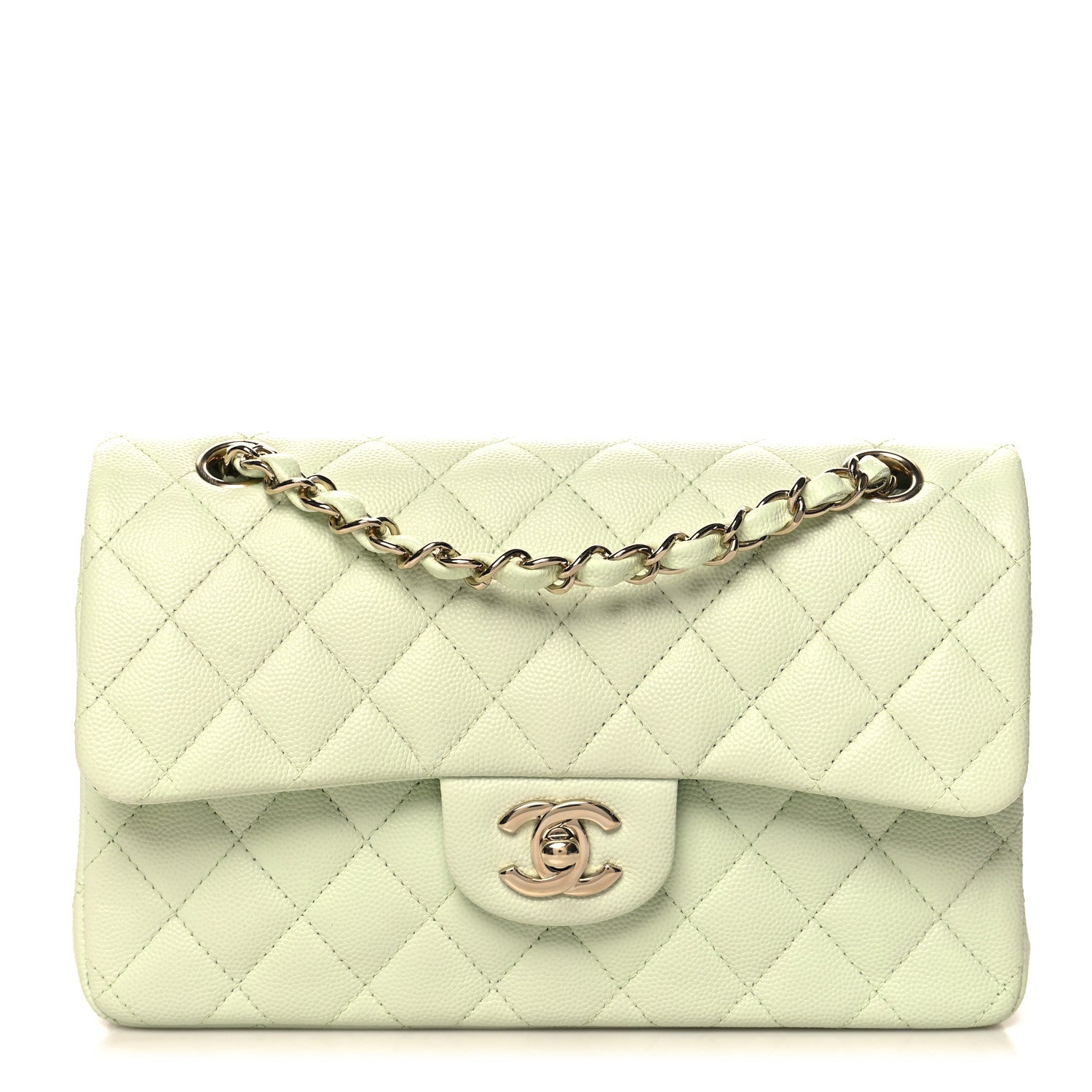 Chanel Caviar Quilted Small Double Flap Light Green 1 of 11