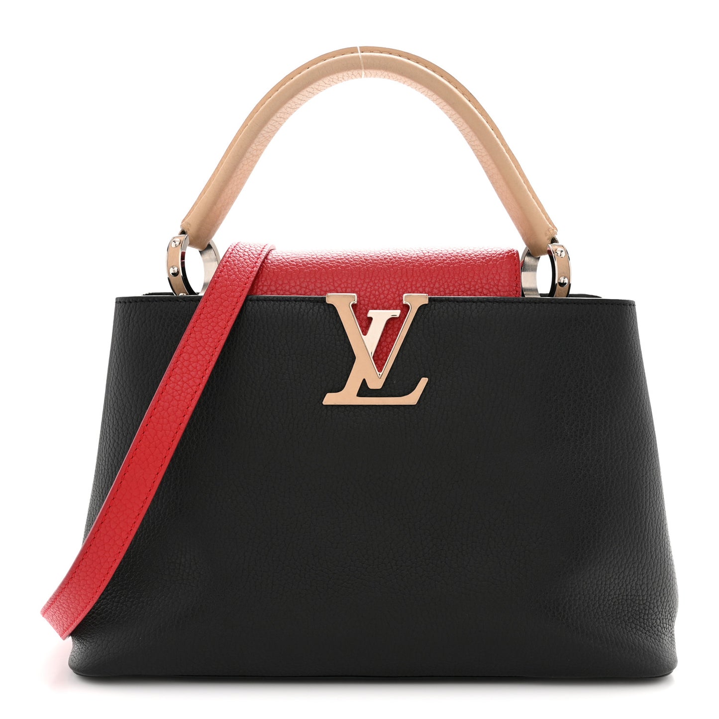 Taurillon Capucines MM Black Beige Red