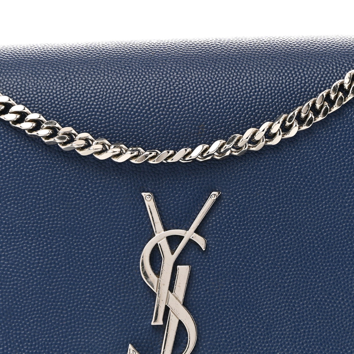 Grain De Poudre Medium Classic Monogram Kate Satchel Blue Clair