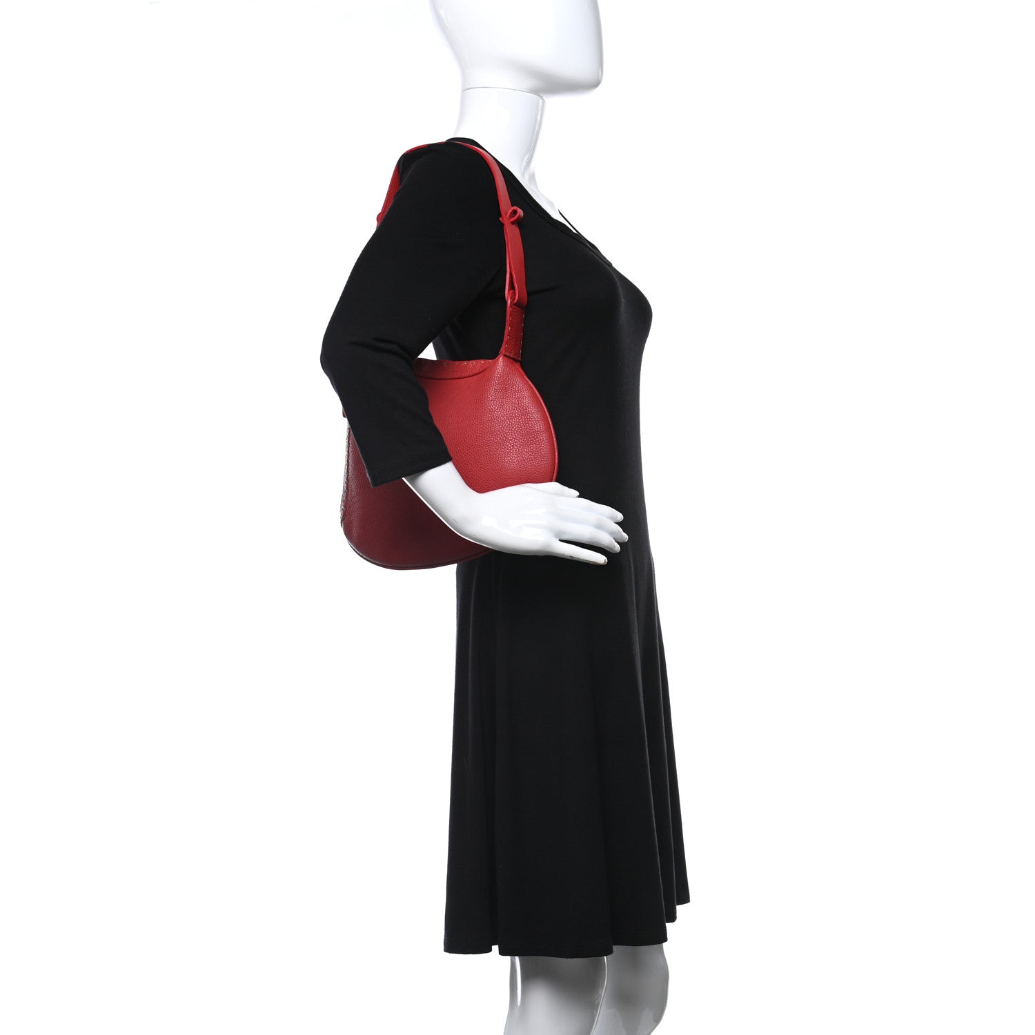Fendi Calfskin Romano Selleria Hobo Bag Red 2 of 10