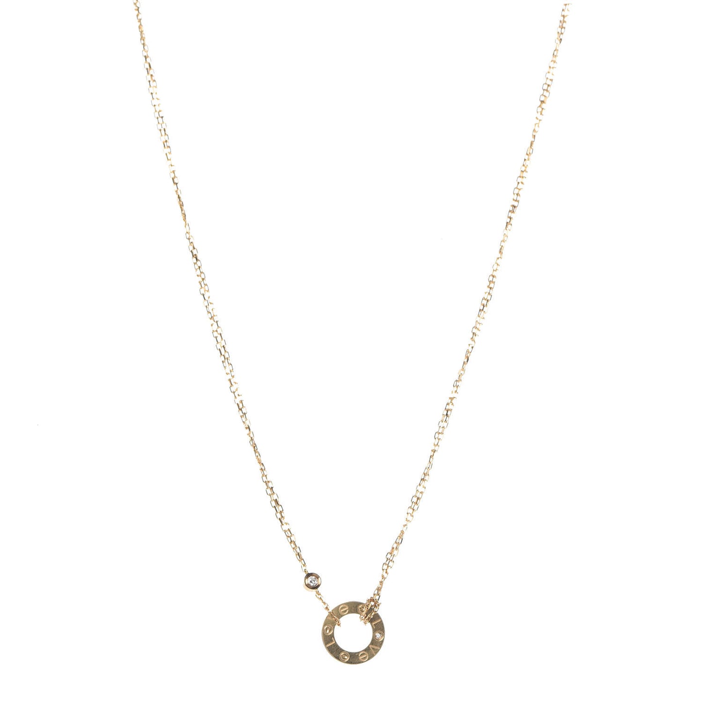 18K Yellow Gold 2 Diamond LOVE Necklace