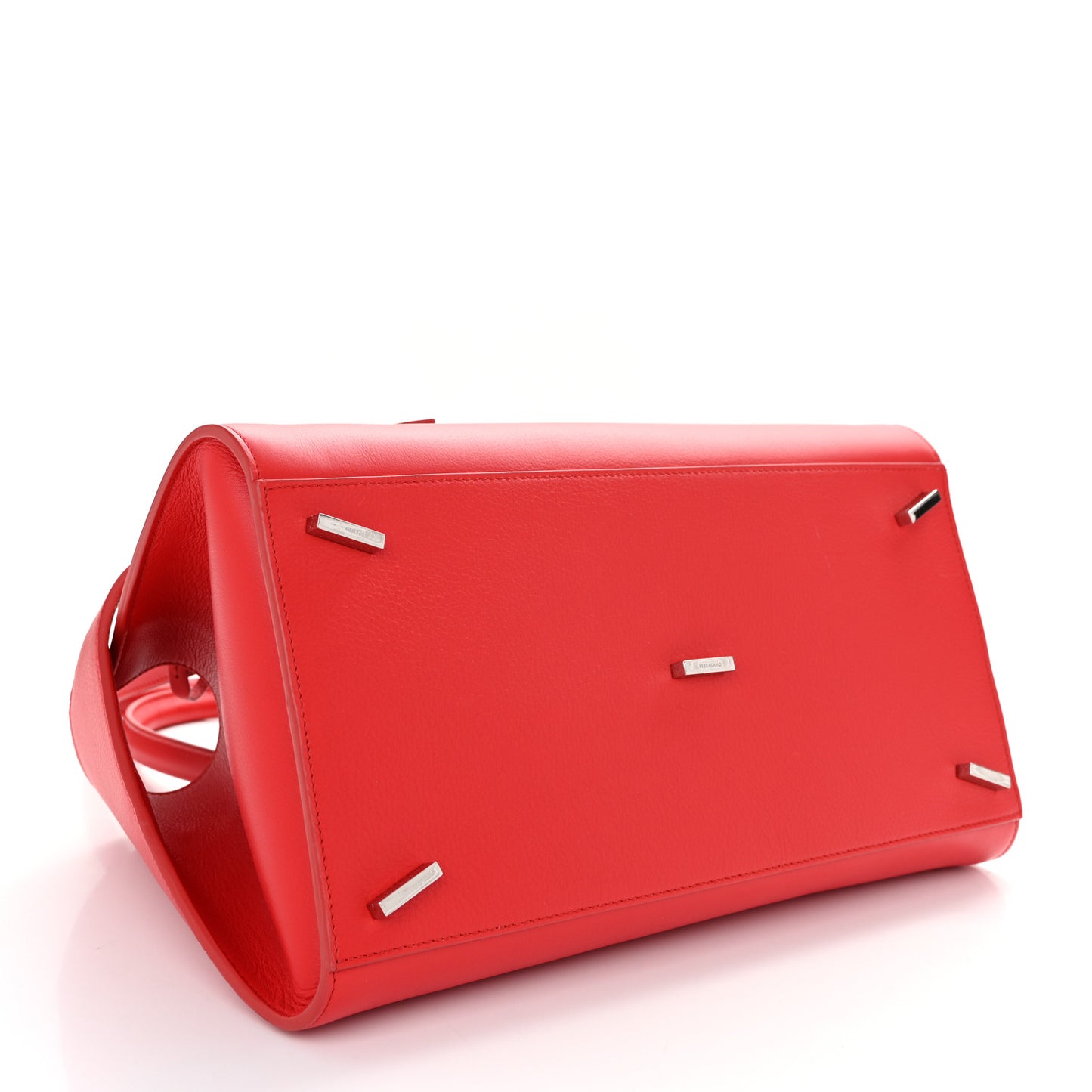 Natural Grain Calfskin Small Hug Bag Red