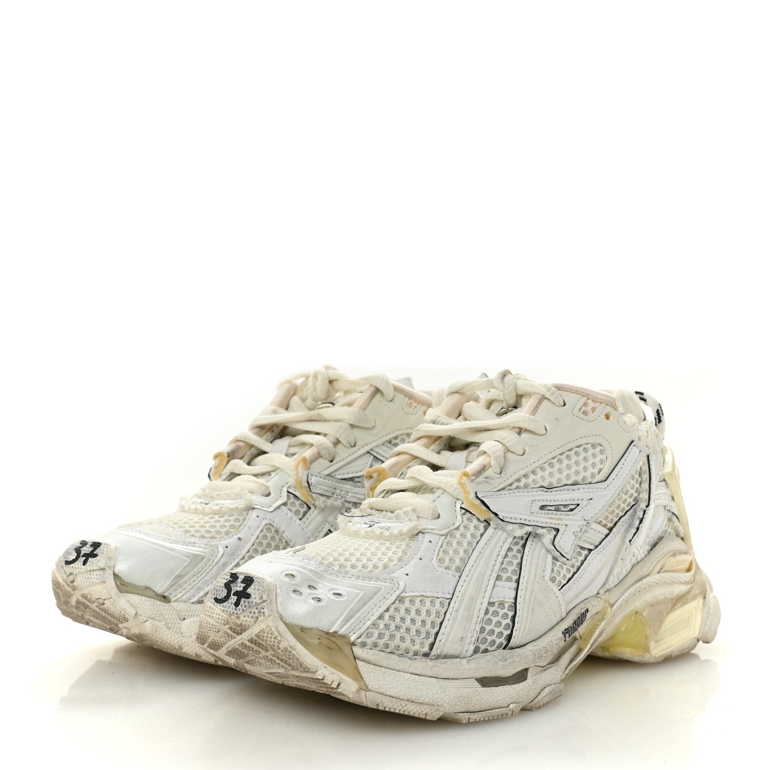 Balenciaga Mesh Rubber Monocolor Womens Runner Sneakers 37 White 4 of 9