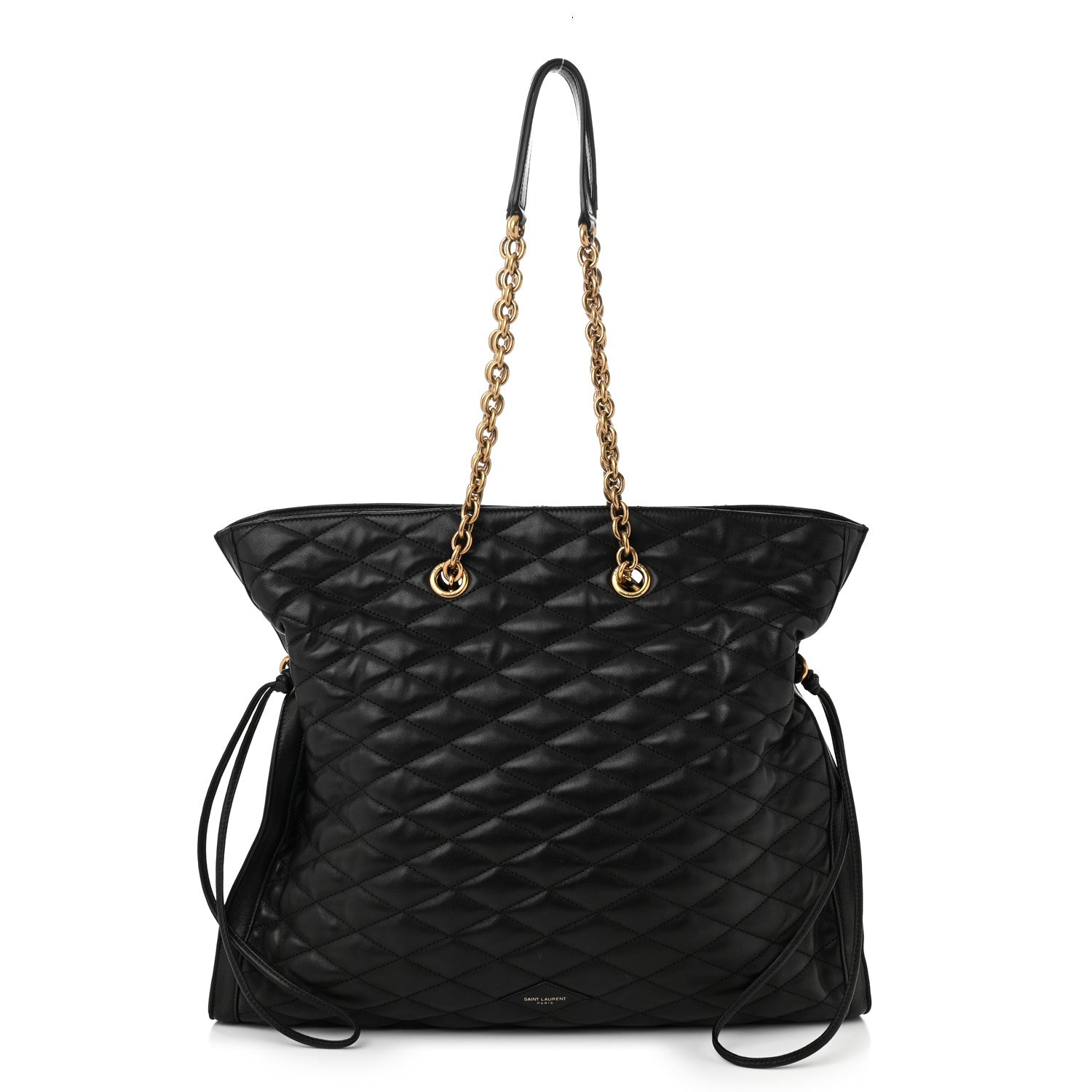 Saint Laurent Lambskin Quilted Pochon Drawstring Tote Bag Black 1 of 11