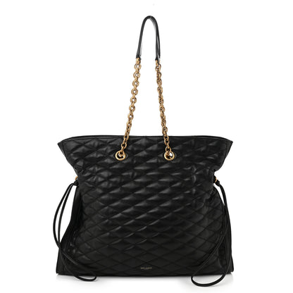 Saint Laurent Lambskin Quilted Pochon Drawstring Tote Bag Black 1 of 11