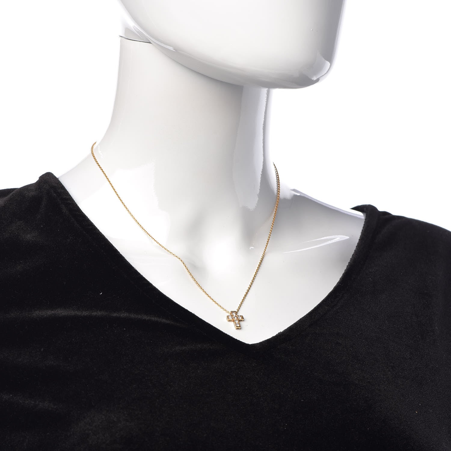 Van Cleef & Arpels 18K Yellow Gold Diamond Cross Pendant Necklace 2 of 6