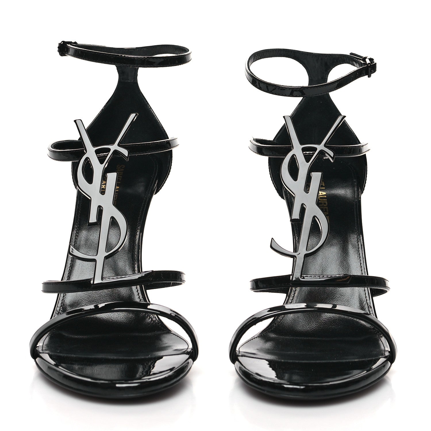 Saint Laurent Patent Cassandra 100 Sandals 38.5 Black 2 of 9