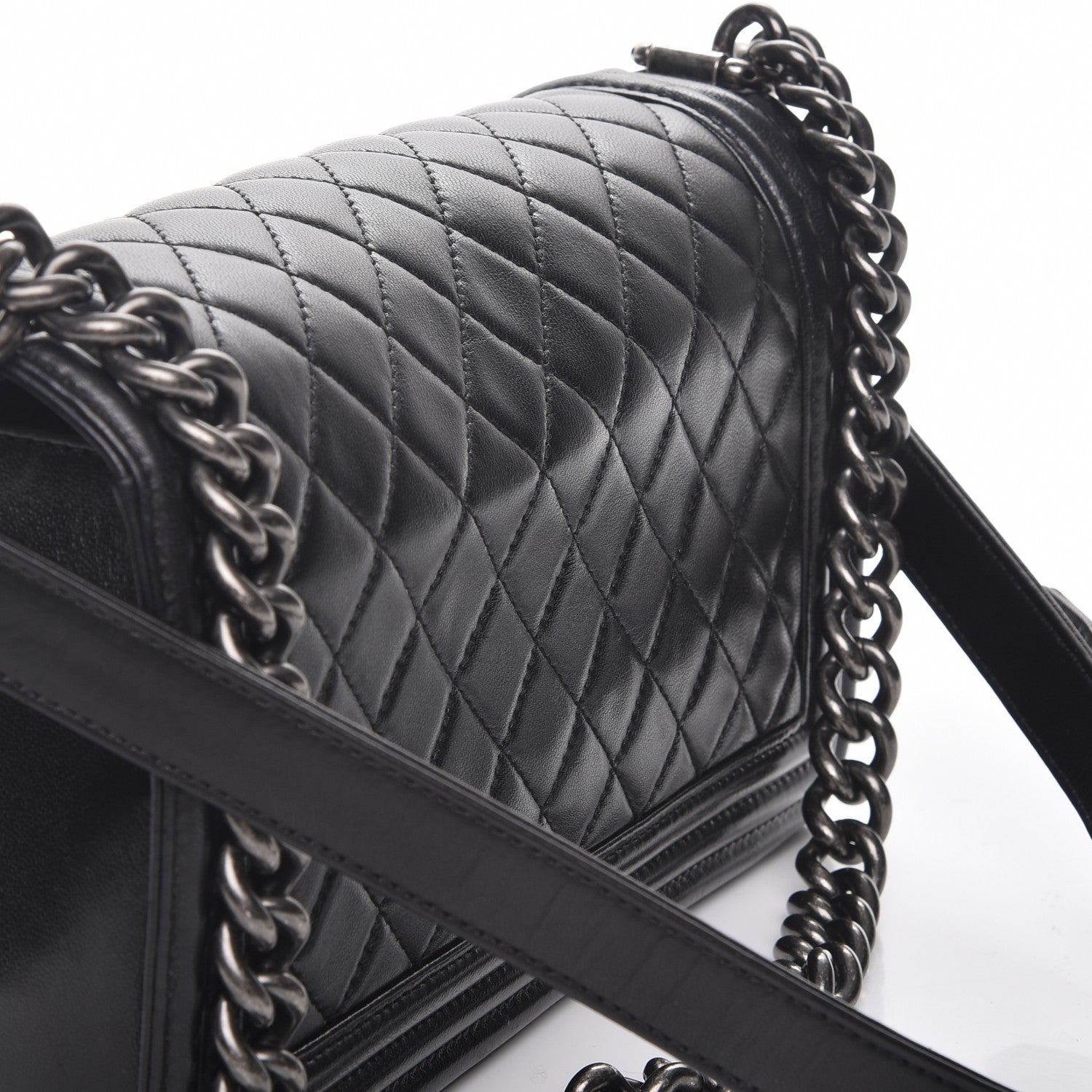 Chanel Lambskin Quilted Medium Boy Flap Black 8 of 8