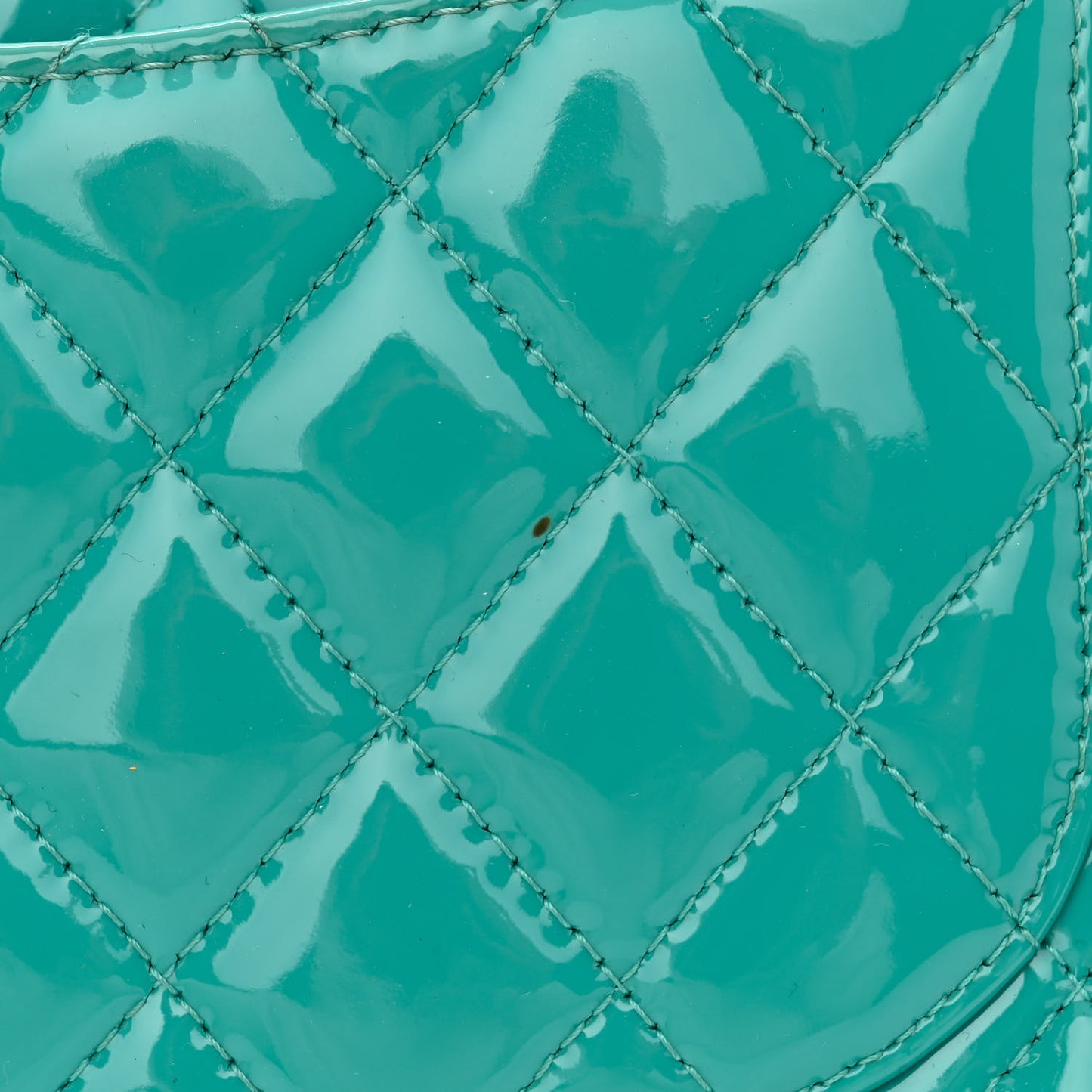 Patent Quilted Medium Double Flap Turquoise
