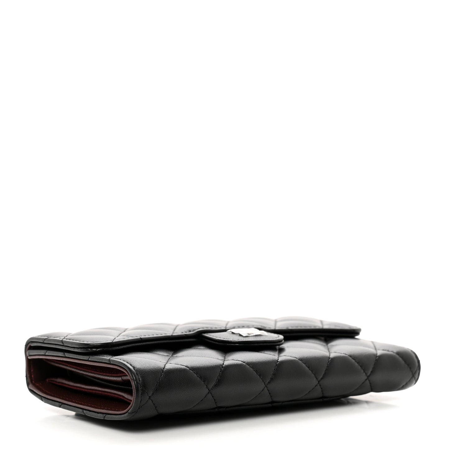 Lambskin Quilted Large Flap Wallet Black