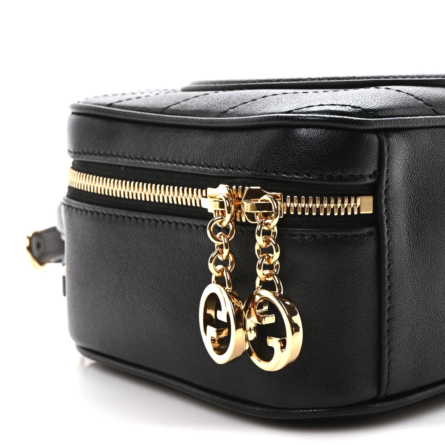 Sakai Be Green Calfskin Diagonal Stitched Blondie Top Handle Bag Black