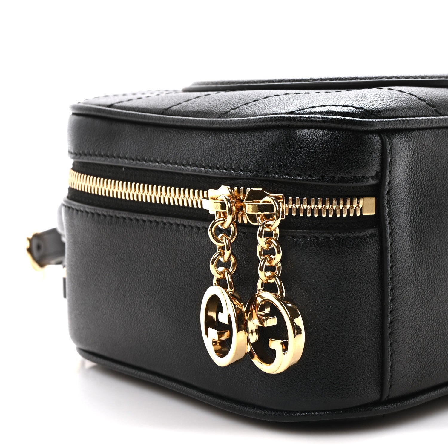Gucci Sakai Be Green Calfskin Diagonal Stitched Blondie Top Handle Bag Black 9 of 10