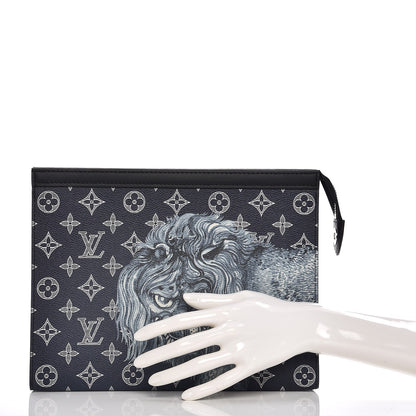 Louis Vuitton Savane Monogram Chapman Lion Pochette Voyage MM Ink 2 of 7