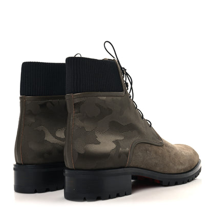 Christian Louboutin Suede Camouflage Mens Trapman Flat Boots 46 Khaki 5 of 8