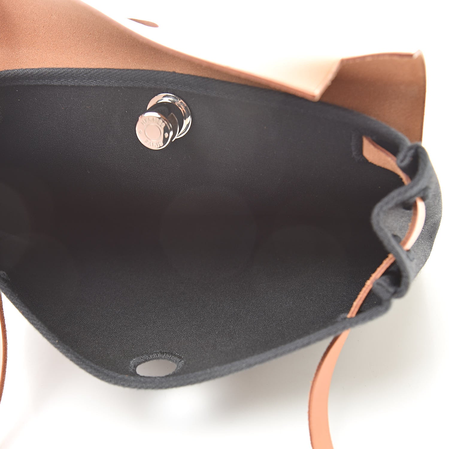 Hermes Toile Vache Calfskin Herbag Clutch Natural Black 6 of 12