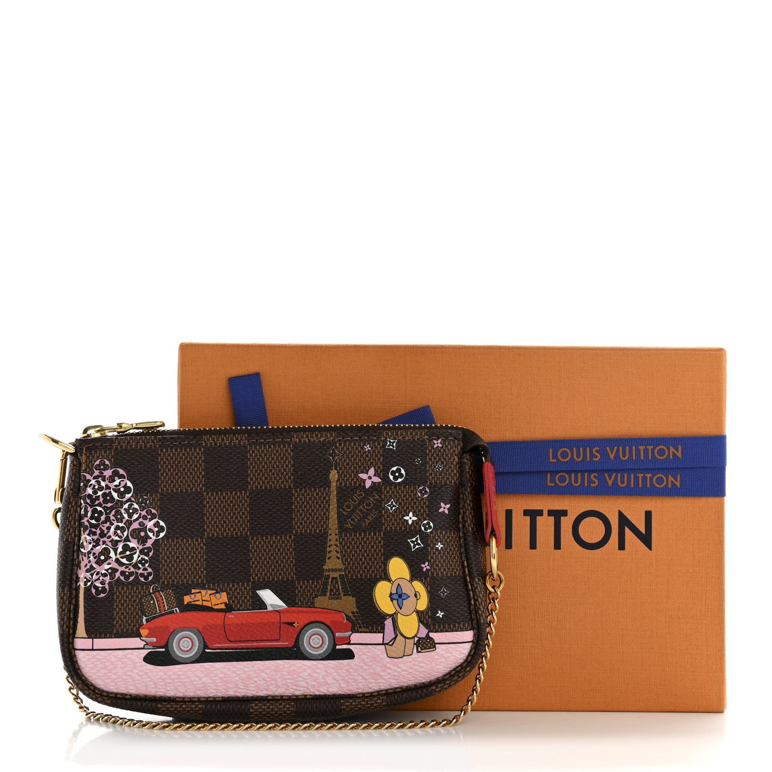Louis Vuitton Damier Ebene 2019 Christmas Animation Mini Pochette Accessories Red 10 of 10