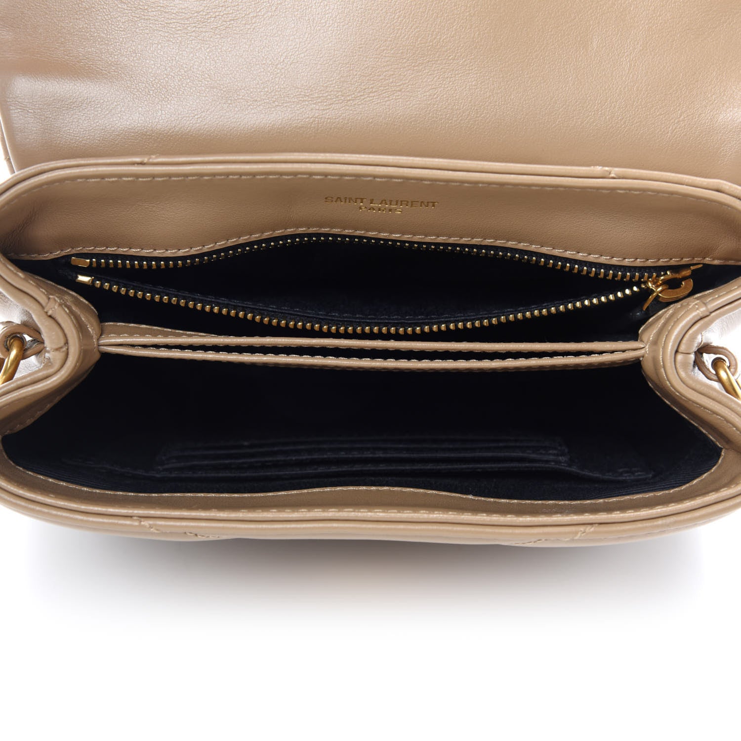 Saint Laurent Calfskin Y Quilted Monogram Toy Loulou Crossbody Bag Latte 5 of 12