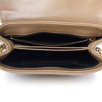 Saint Laurent Calfskin Y Quilted Monogram Toy Loulou Crossbody Bag Latte 5 of 12