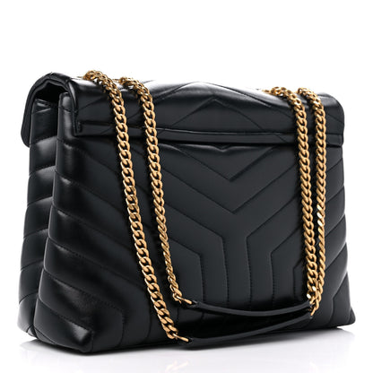 Saint Laurent Calfskin Y Quilted Monogram Medium Loulou Chain Satchel Black 2 of 13