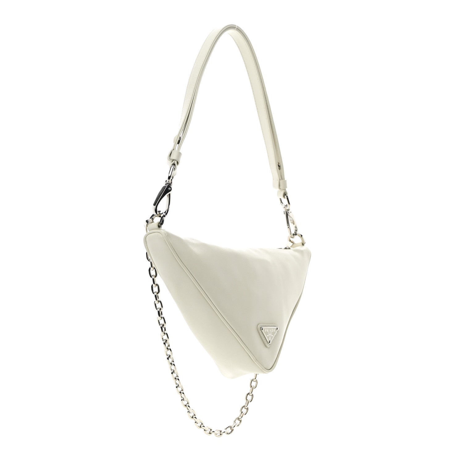 Prada Grace Lux Triangle Logo Embossed Mini Triangle Bag White 3 of 12