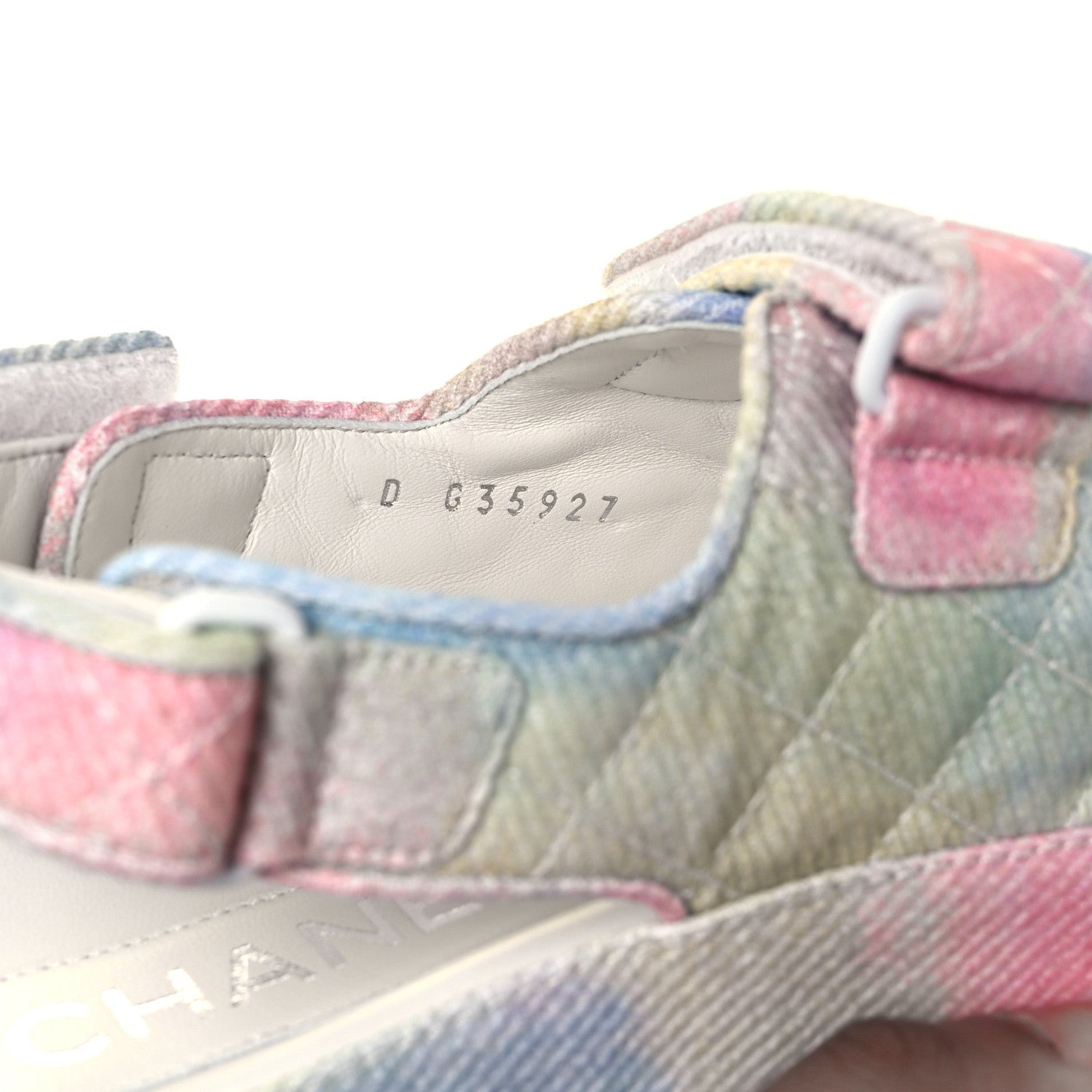 Chanel Printed Fabric Quilted Dad Sandals 36.5 Green Pink Blue 8 of 8