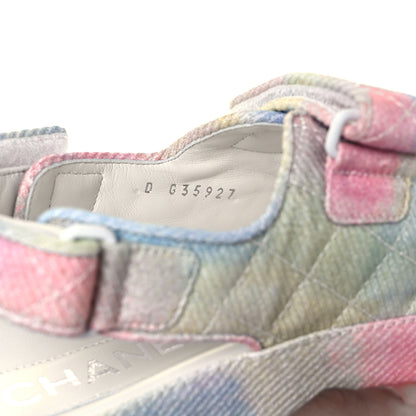 Chanel Printed Fabric Quilted Dad Sandals 36.5 Green Pink Blue 8 of 8