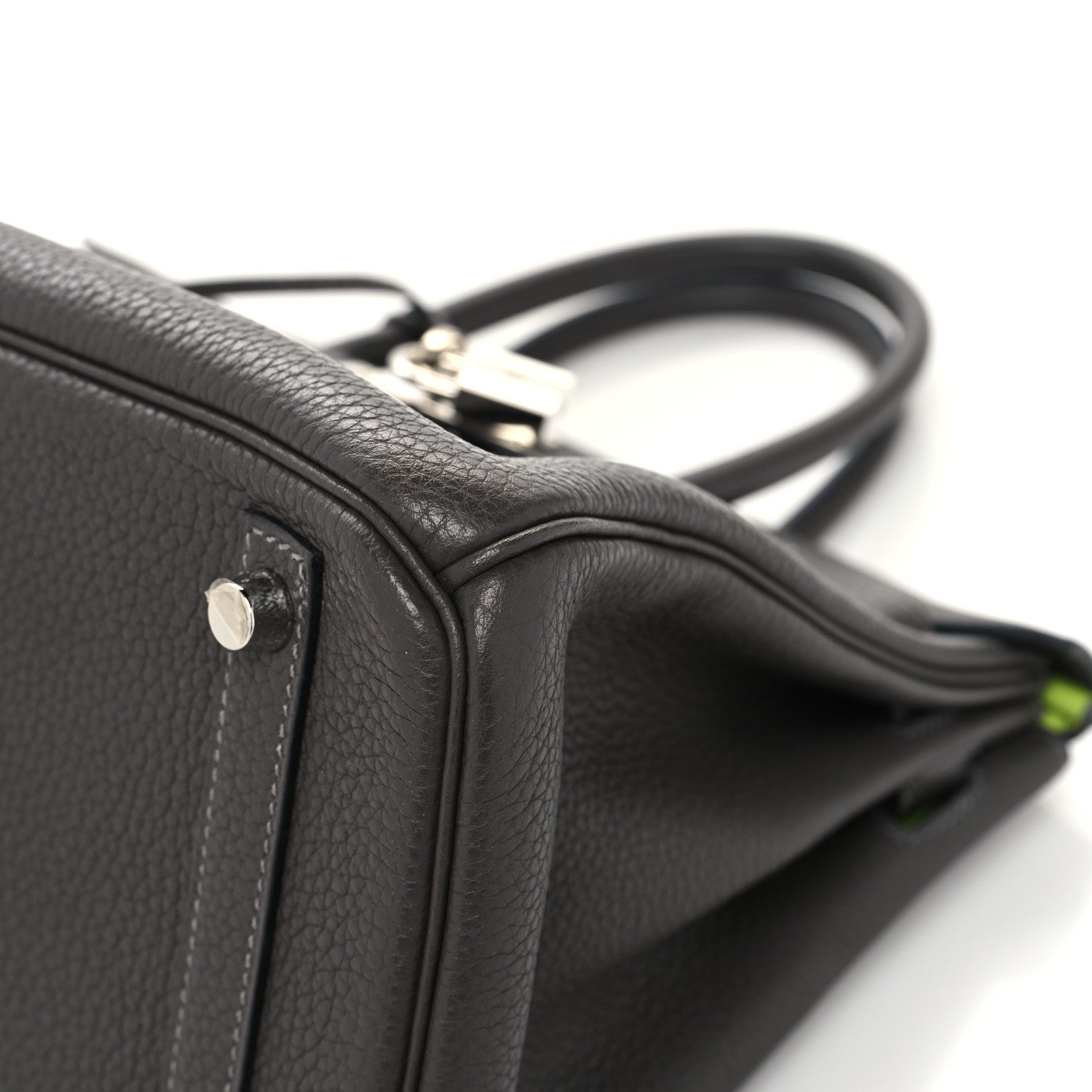 Hermes Togo Horseshoe Birkin 30 Graphite Kiwi 10 of 12