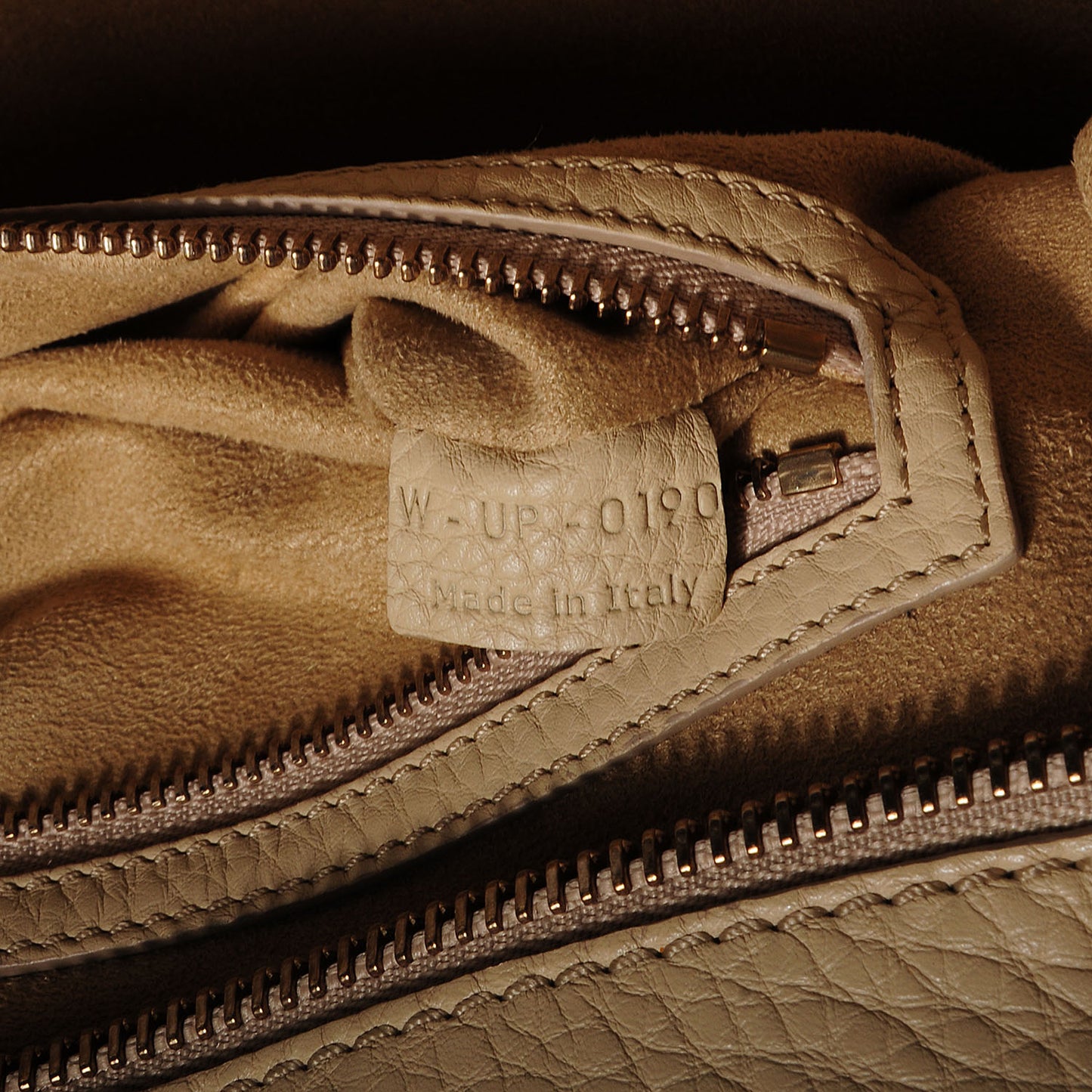 Pebbled Leather Mini Luggage Cream