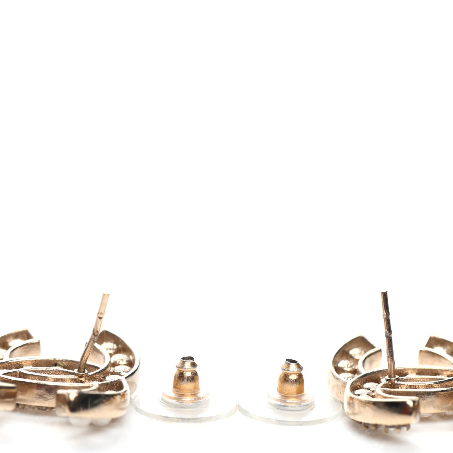 Crystal Pearl CC Earrings Light Gold