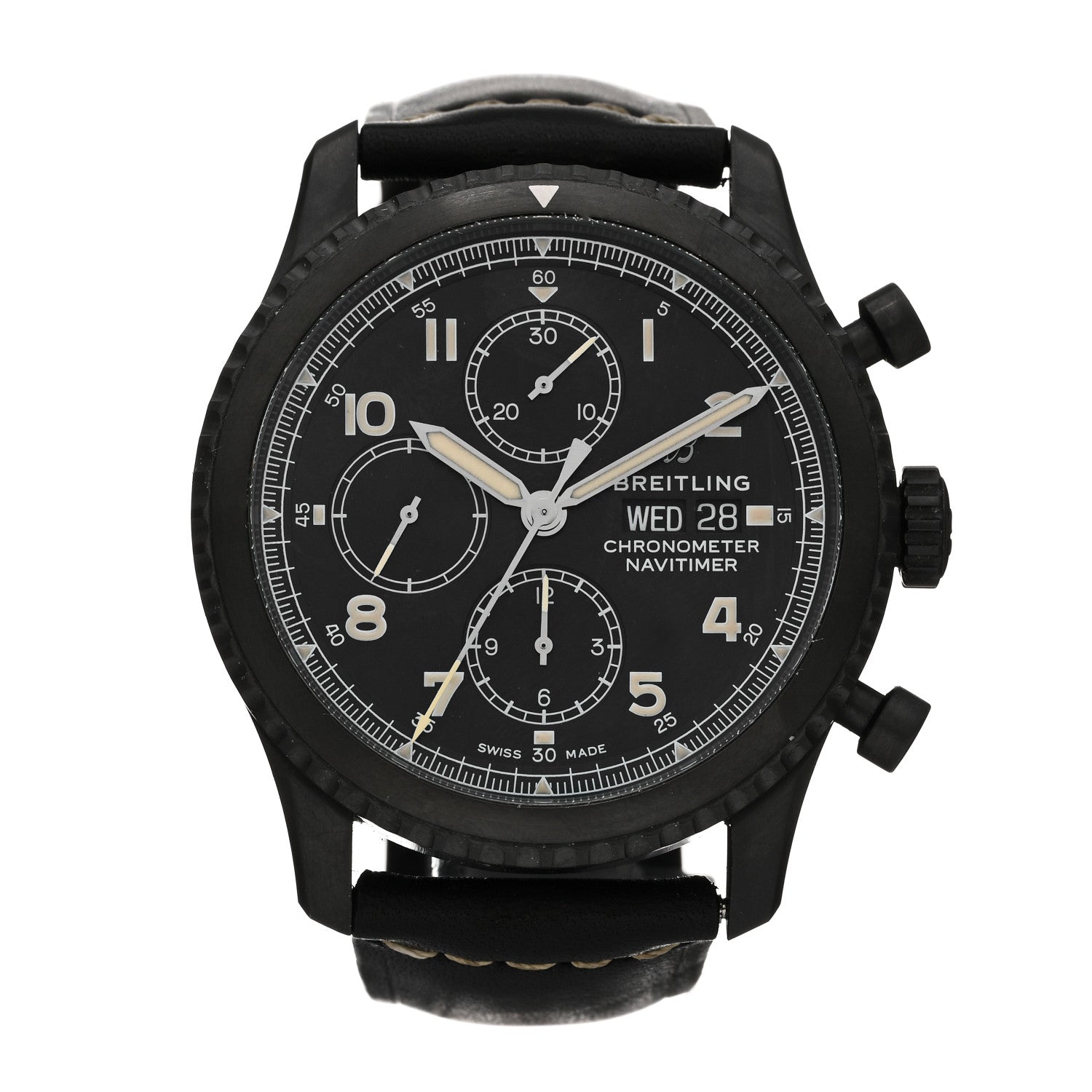Breitling DLC Coated Stainless Steel Calfskin 43mm Navitimer 8 Chronograph Automatic Watch Black M13314 1 of 5
