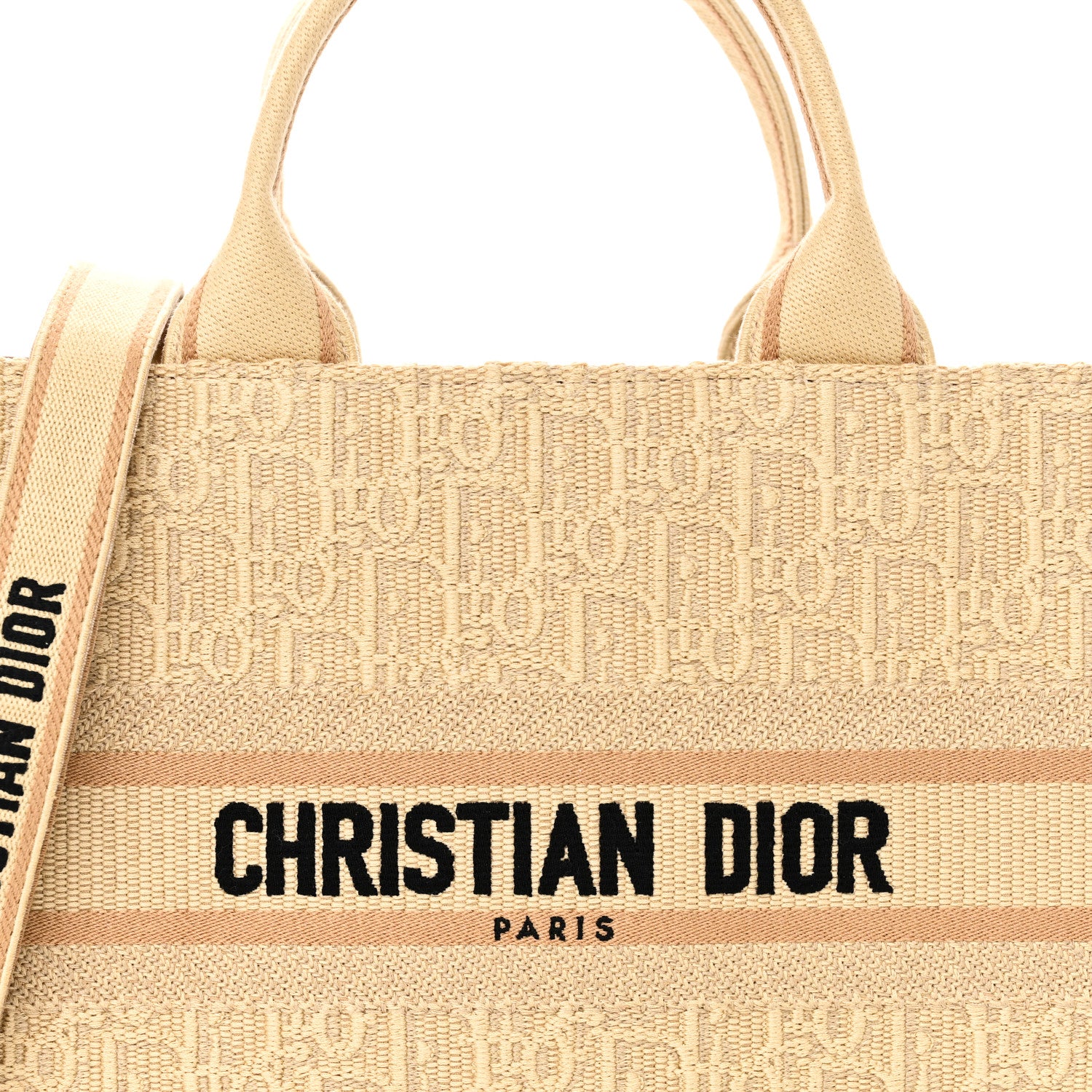 Christian Dior Raffia Calfskin Oblique Embroidered Small Book Tote Beige Camel 7 of 9