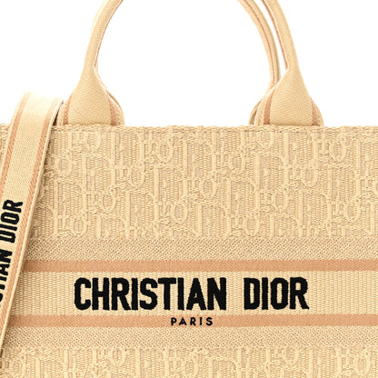 Christian Dior Raffia Calfskin Oblique Embroidered Small Book Tote Beige Camel 7 of 9