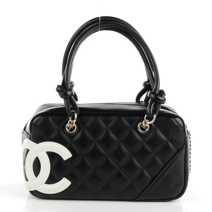 Chanel Calfskin Quilted Small Cambon Bowler Black White 1 of 8
