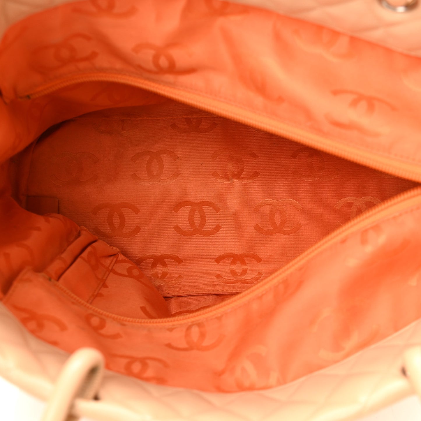Calfskin Quilted Large Cambon Tote Beige