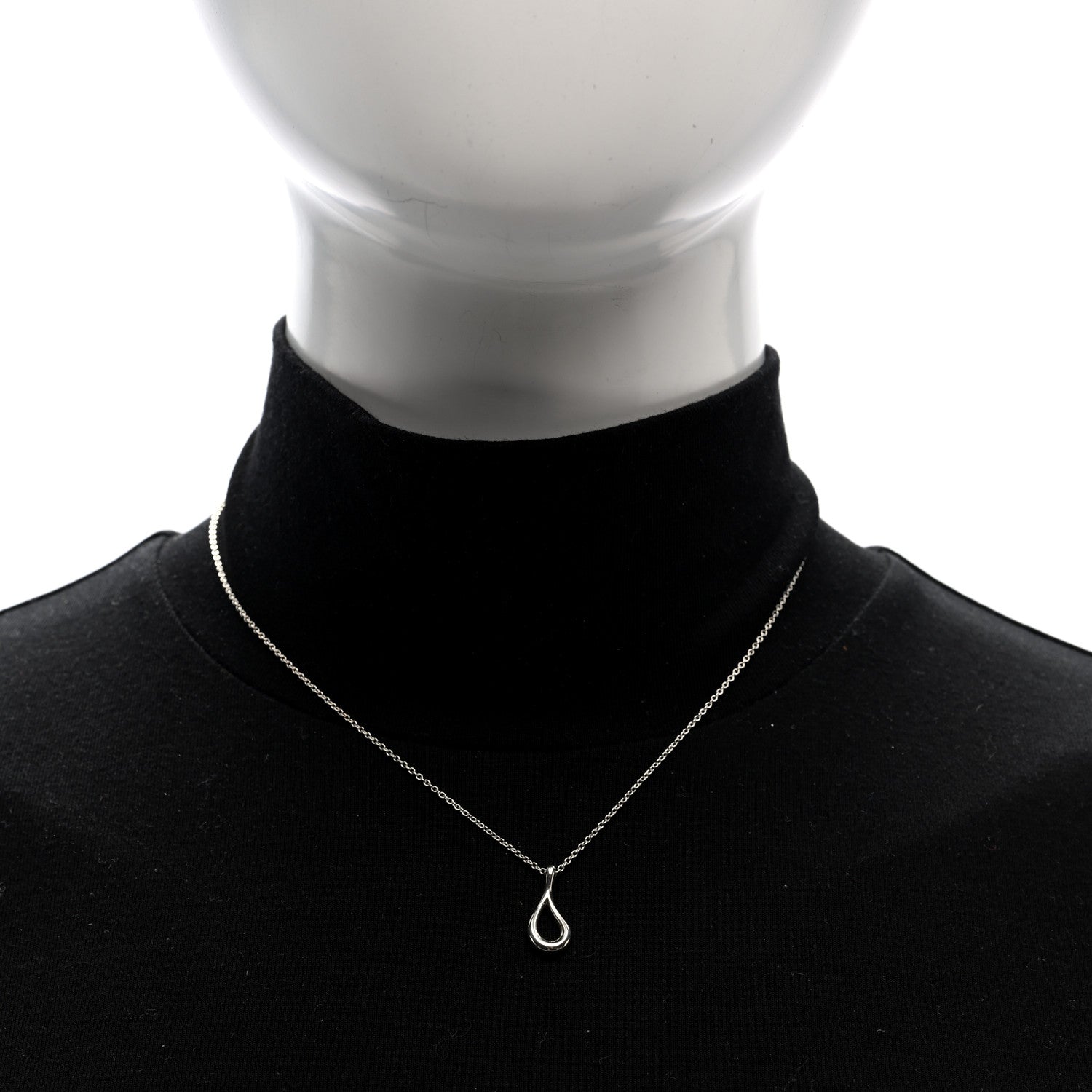 Tiffany Sterling Silver Elsa Peretti Open Tear Drop Pendant Necklace 2 of 5