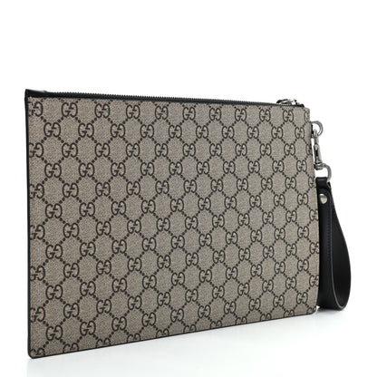 Gucci GG Supreme Monogram Kingsnake Zip Wristlet Pouch Beige Black 3 of 8