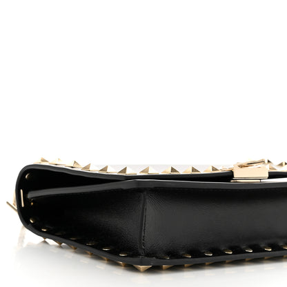 Valentino Garavani Vitello Rockstud Flip Lock Wallet On Chain Black 9 of 10