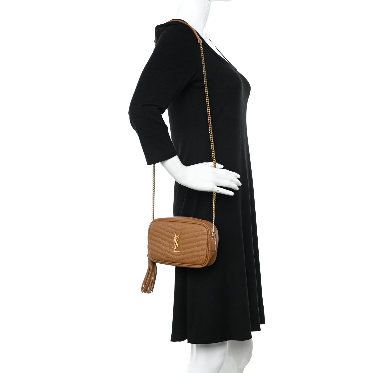 Saint Laurent Grain De Poudre Matelasse Monogram Mini Lou Camera Bag Dark Natural 2 of 11