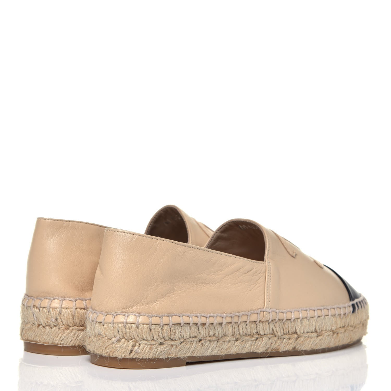 Chanel Lambskin CC Espadrilles 37 Beige Black 4 of 9