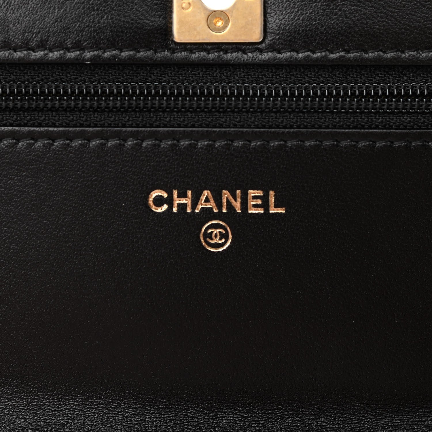 Chanel Lambskin Quilted CC Pearl Crush Wallet on Chain WOC Black 6 of 12