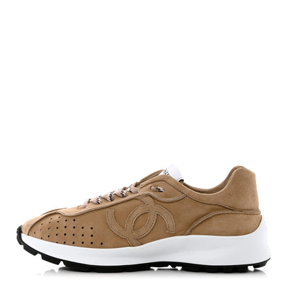 Chanel Suede Goatskin CC Sneakers 39 Dark Beige 1 of 11