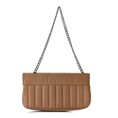 Chanel Lambskin Vertical Quilted Logo Shoulder Bag Beige 1 of 10