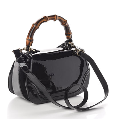 Gucci Patent Medium New Bamboo Top Handle Bag Black 3 of 10