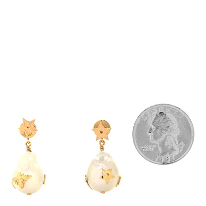 Christian Dior Pearl Star Earrings Gold 2 of 5