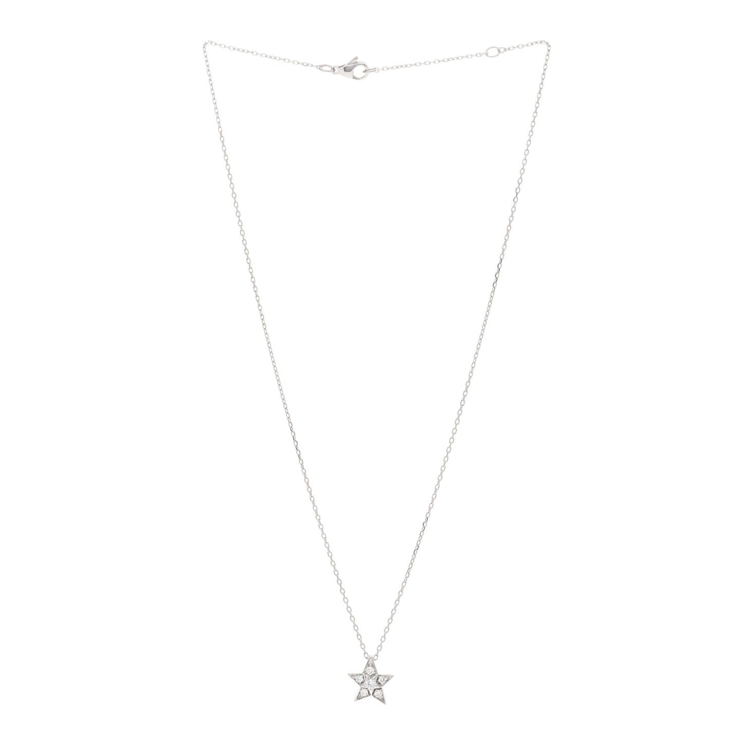 18K White Gold Diamond Small Comete Geode Pendant Necklace