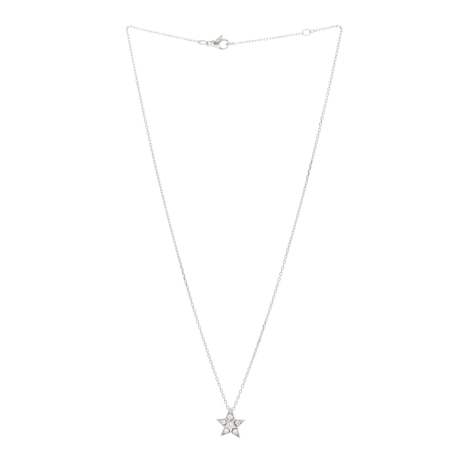 Chanel 18K White Gold Diamond Small Comete Geode Pendant Necklace 3 of 5