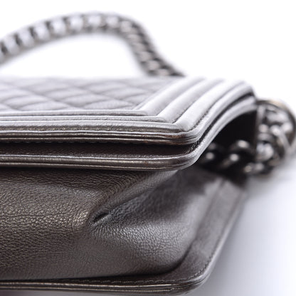 Chanel Metallic Calfskin Quilted Medium Boy Flap Dark Silver 9 of 19
